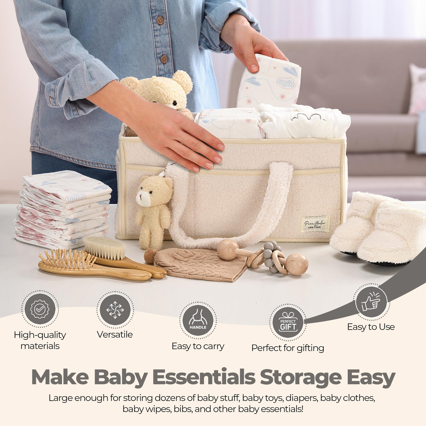 BEARIFY™ Baby Luiertas – Zachte Sherpa Organizer met Teddy 🧸